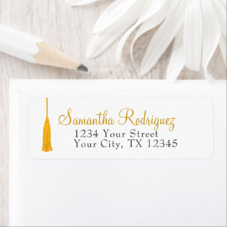Gul Tassel-avgångsetikett Returadress Etikett