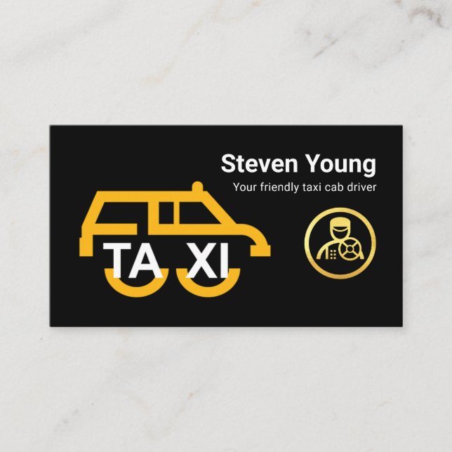 Gul Taxi Bil Kombi Förare Visitkort (Framsida)