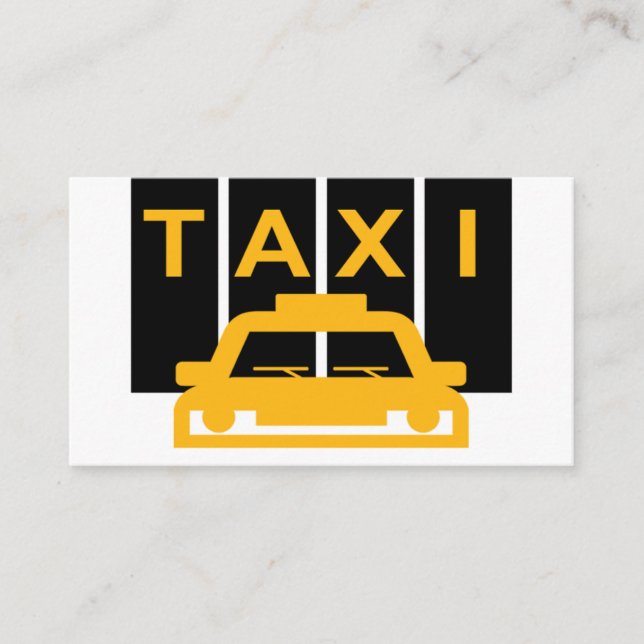Gul taxi bil svarta ränder visitkort (Framsida)