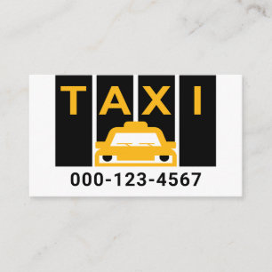 Gul Taxi Siluett Svart Rand Visitkort