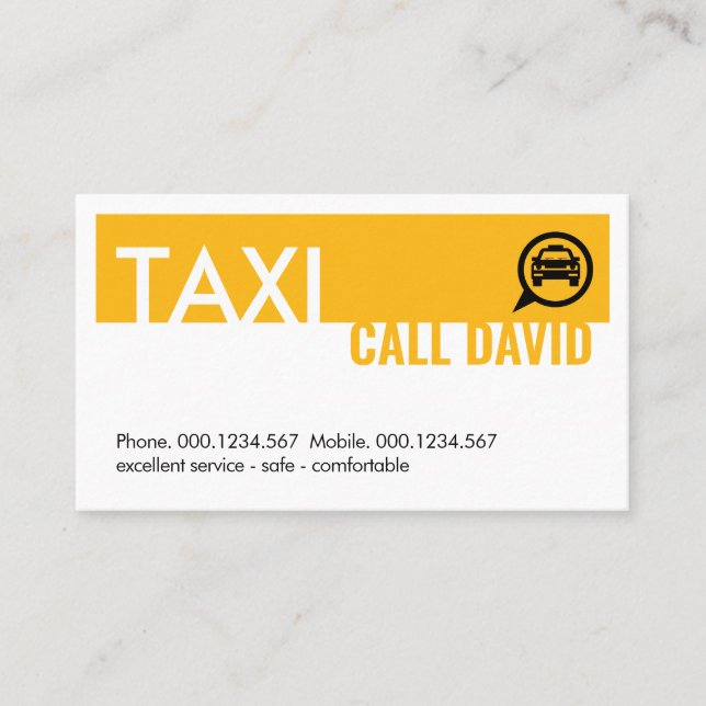 Gul Taxibil Chaufförstjänst Visitkort (Framsida)