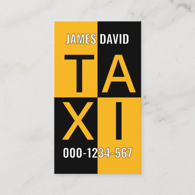 Gul Taxibil Kontrollbox Cab Körning Visitkort (Framsida)
