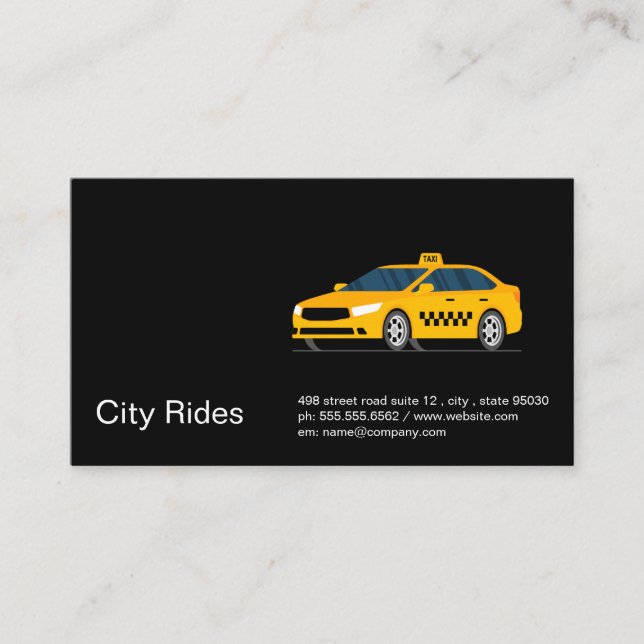 Gul Taxibil | Transporttjänster Visitkort (Framsida)