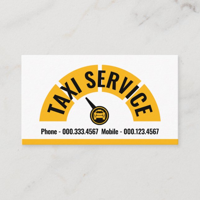 Gul taxibildskärm Cab Driving Visitkort (Framsida)