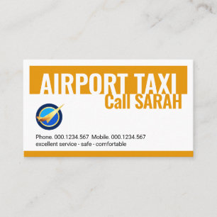 Gul taxichaufför på flygplatsen visitkort