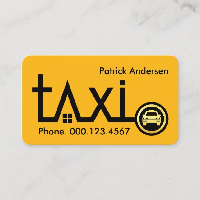 Gul taxiruttriktningslinje visitkort (Framsida)