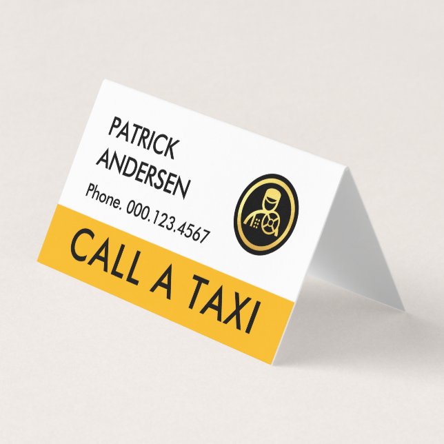 Gul taxitjänst körning visitkort (Framsida)