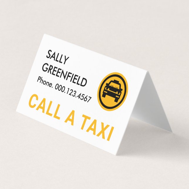 Gul taxitjänst körning visitkort (Framsida)
