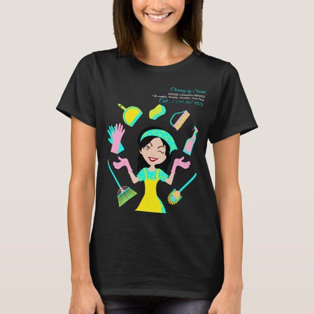 Gul Teal Städtjänst Janitor Daglig T Shirt (Framsida)