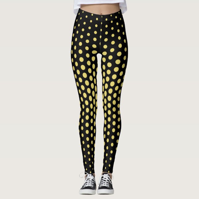 Gul Techno Prickmönster Leggings (Framsida)
