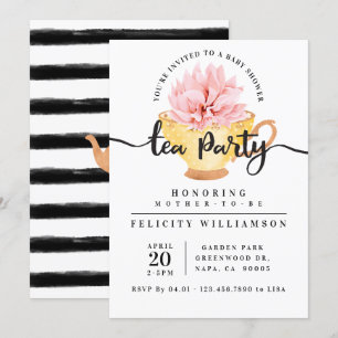 Gul tekopp-teparty för baby shower-inbjudan inbjudningar
