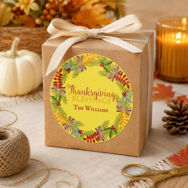Gul Thanksgivingkrans Runt Klistermärke (Skapare uppladdad)