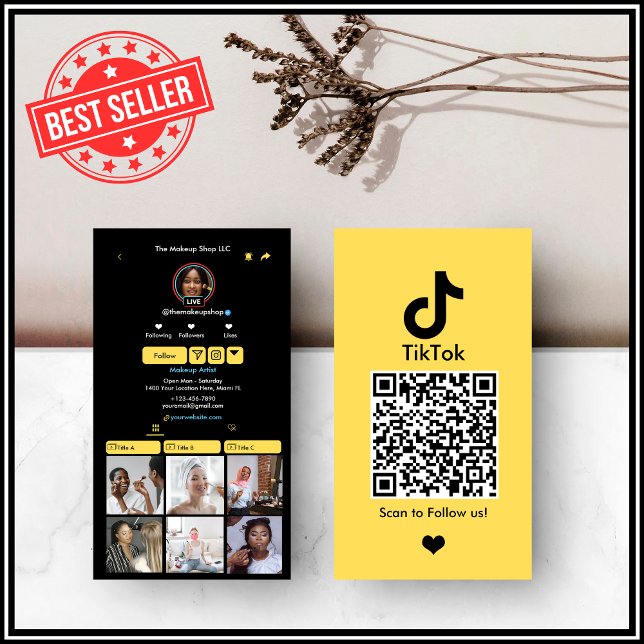 Gul TikTok | Social Media QR Visitkort (Skapare uppladdad)