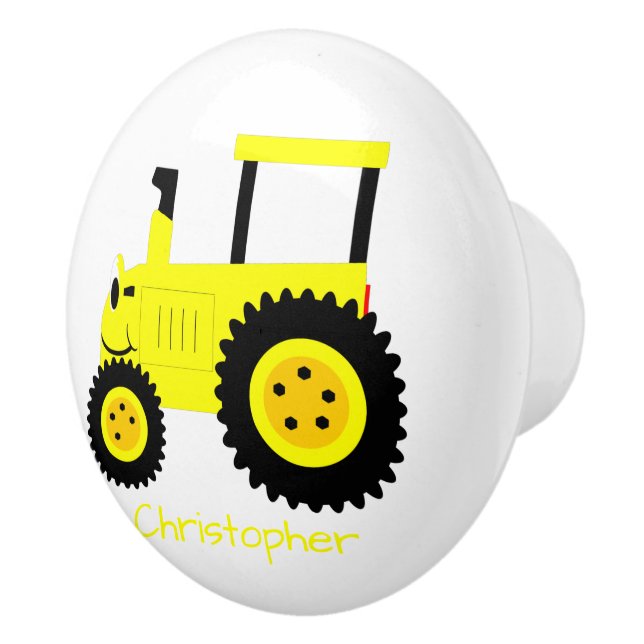Gul Traktor Design Personlig Knopp (Höger)