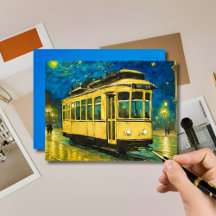 gul tram på en stjärnig natt -Budapest