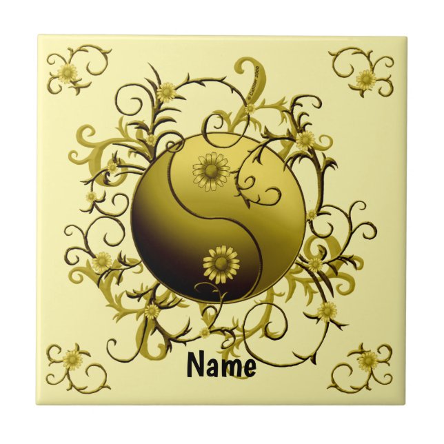 Gul Tribal Yin Yang Kakelplatta (Framsidan)