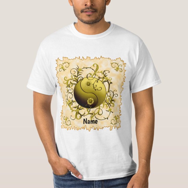 Gul Tribal Yin Yang T Shirt (Framsida)