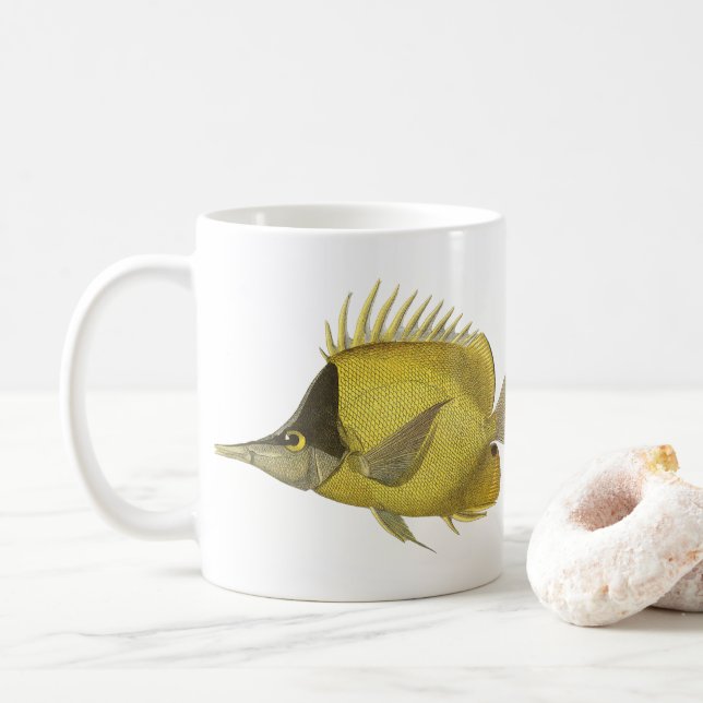 Gul Tropisk Chelmon Longirostris, gammal fisk Kaffemugg (Med munk)