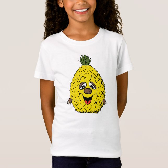 Gul tröttat le för ananas tecknad tee shirt (Framsida)