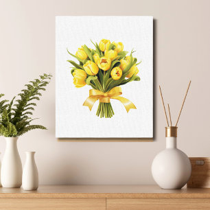 Gul tulpan bukett blommor canvastryck