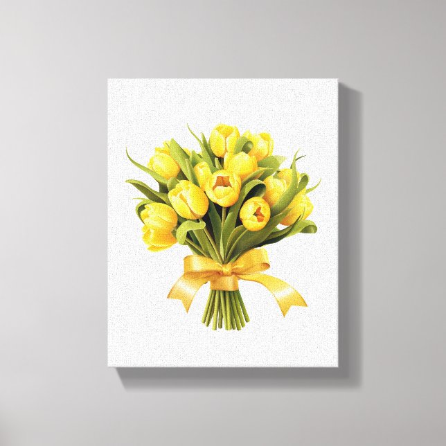 Gul tulpan bukett blommor  canvastryck (Framsida)