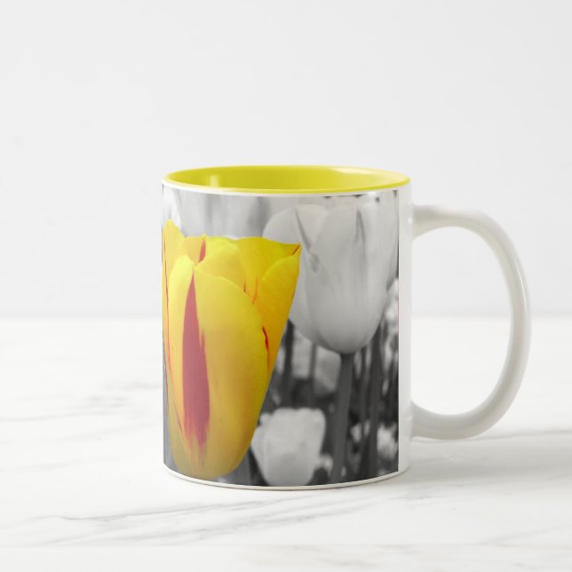 Gul tulpan Två-Tonad mugg (Höger)
