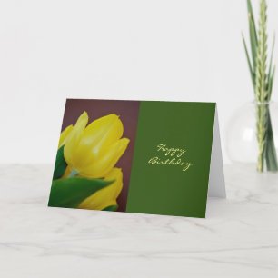 Gul tulpanblomma för grattis på födelsedagen kort