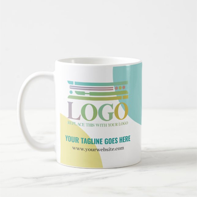 Gul Turkos Cirklar Logo Slogan Webbplats Kaffemugg (Vänster)