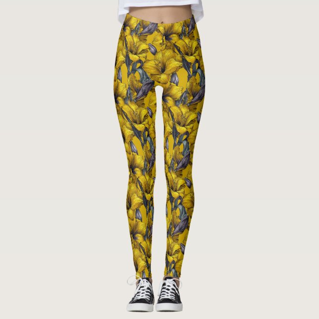 Gul tyngdlyftning Amaryllis kronblad tack  Leggings (Framsida)