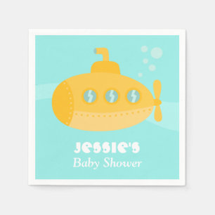 Gul ubåt Undervattens Baby Shower Tillbehör Pappersservett