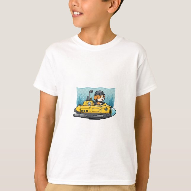 Gul ubåtskapten Beagle Hund Barn T Shirt (Framsida)