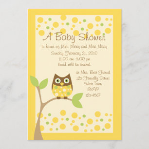 Gul Uggle Baby Shower Inbjudan
