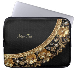 Gul utsmyckad blommor bärbar datorsylt laptop fodral