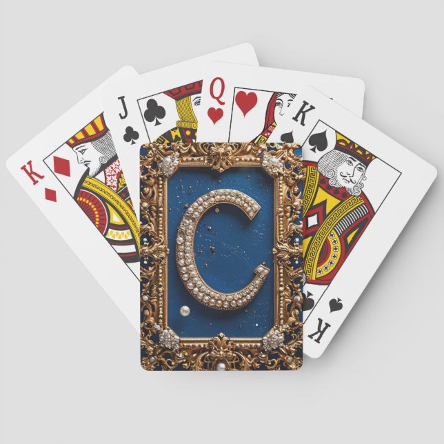 Gul utsmyckad bokstav C med juveler Casinokort (Baksidan)