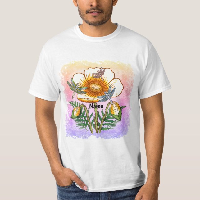 Gul vallmo för trollslända  t shirt (Framsida)