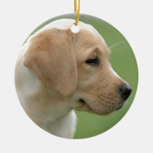Gul valp för labrador retriever julgransprydnad keramik