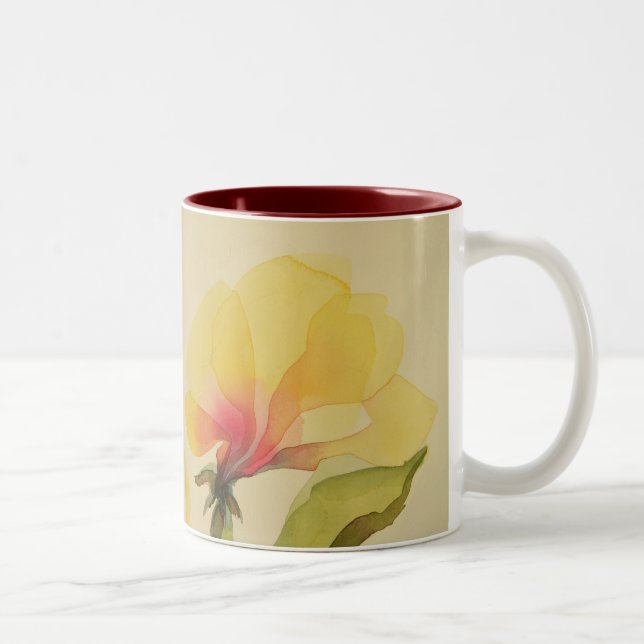Gul vattenfärgblommamugg Två-Tonad mugg (Höger)