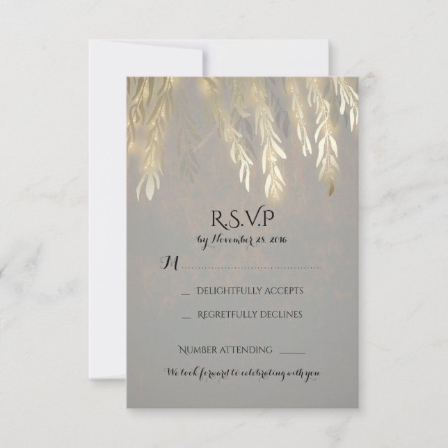 Gul vide pilgrenar bröllop RSVP-kort OSA Kort (Framsida)