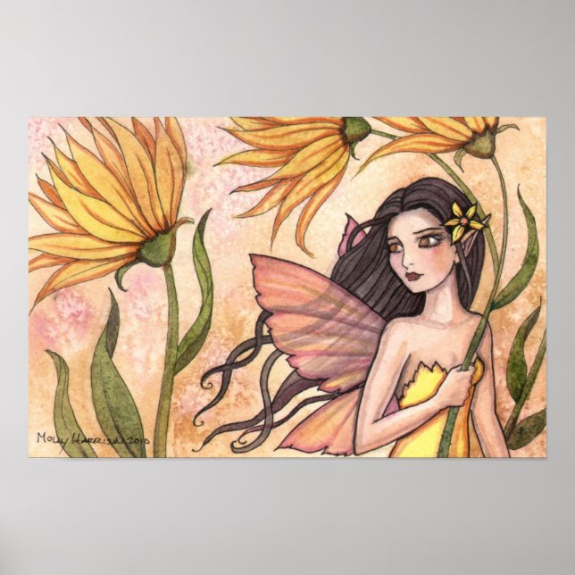 Gul vildblomma ängsälva indianaffisch poster (Framsidan)