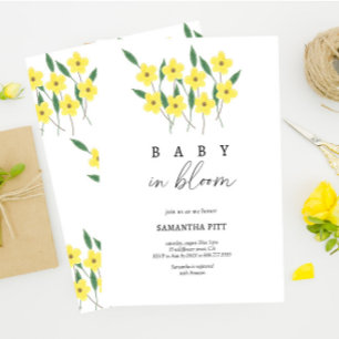 Gul vildblomma Baby i blom Invitation Inbjudningar