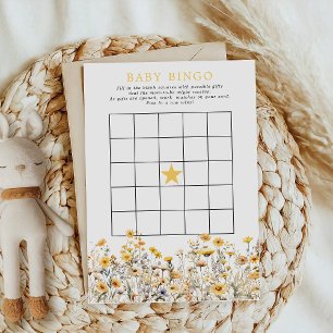Gul Vildblomma Boho Baby Shower Bingo-spel Inbjudningar