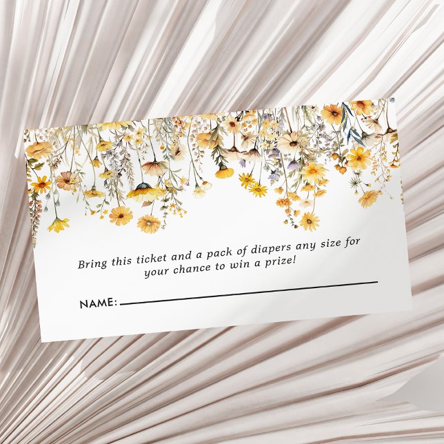 Gul Vildblomma Boho Baby Shower Blöja Lotteri Tilläggskort (Skapare uppladdad)