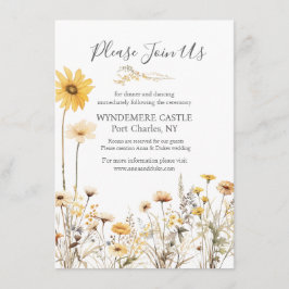 Gul vildblomma-bröllop tilläggskort