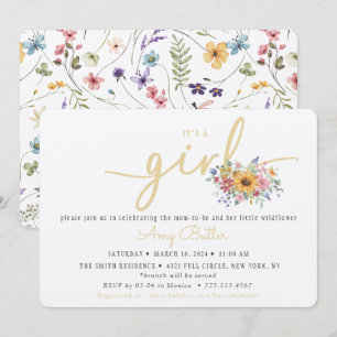 Gul vildblomma inbjudan till baby shower