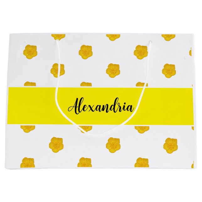 Gul vildblomma Monogram Namn Presentväska (Framsidan)