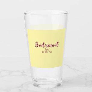 Gul vinröd brudtärna namn datum elegant brud t glaskopp