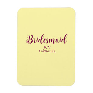 Gul vinröd brudtärna namn datum stilfull brud t magnet