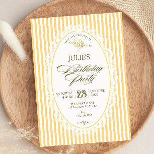 Gul vintage choquette födelsedag inbjudningar
