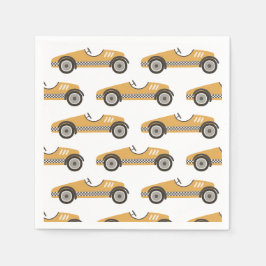 Gul Vintage Racerbils Födelsedag Pappersservett