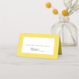 Gul Vit Bröllop Elegant Chic Kant Modern Placeringskort